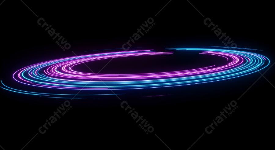 Anéis de luz neon roxos e azuis