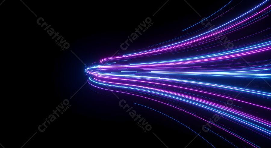 Linhas de luz neon azuis e roxas