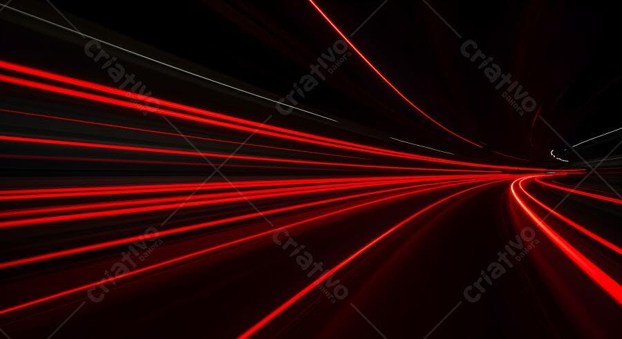 Trilhas de Luz Vermelha em Túnel Noturno
