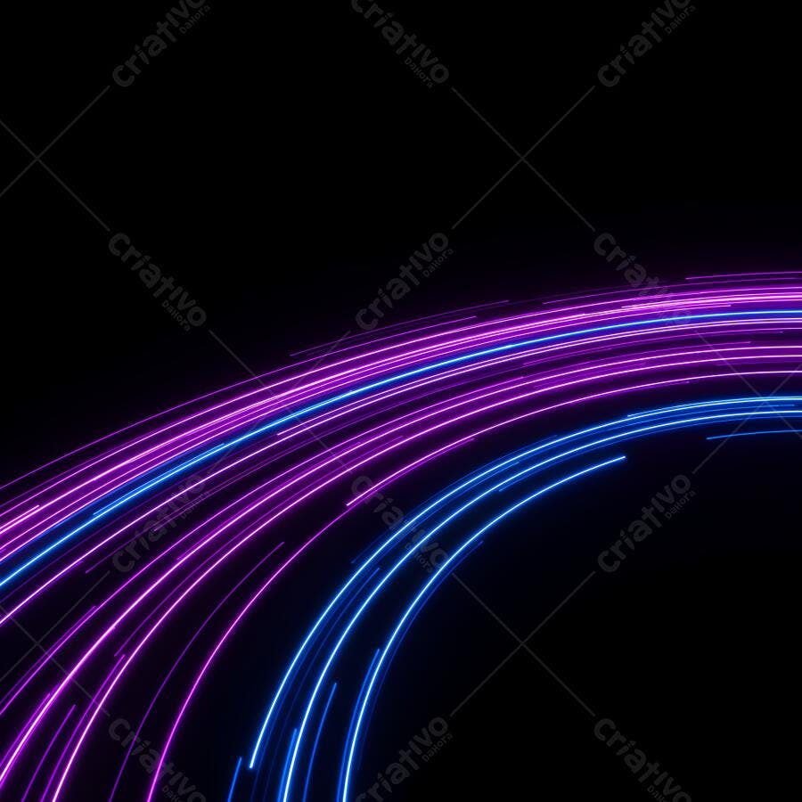 Linhas de Luz Neon Roxa e Azul Abstrata