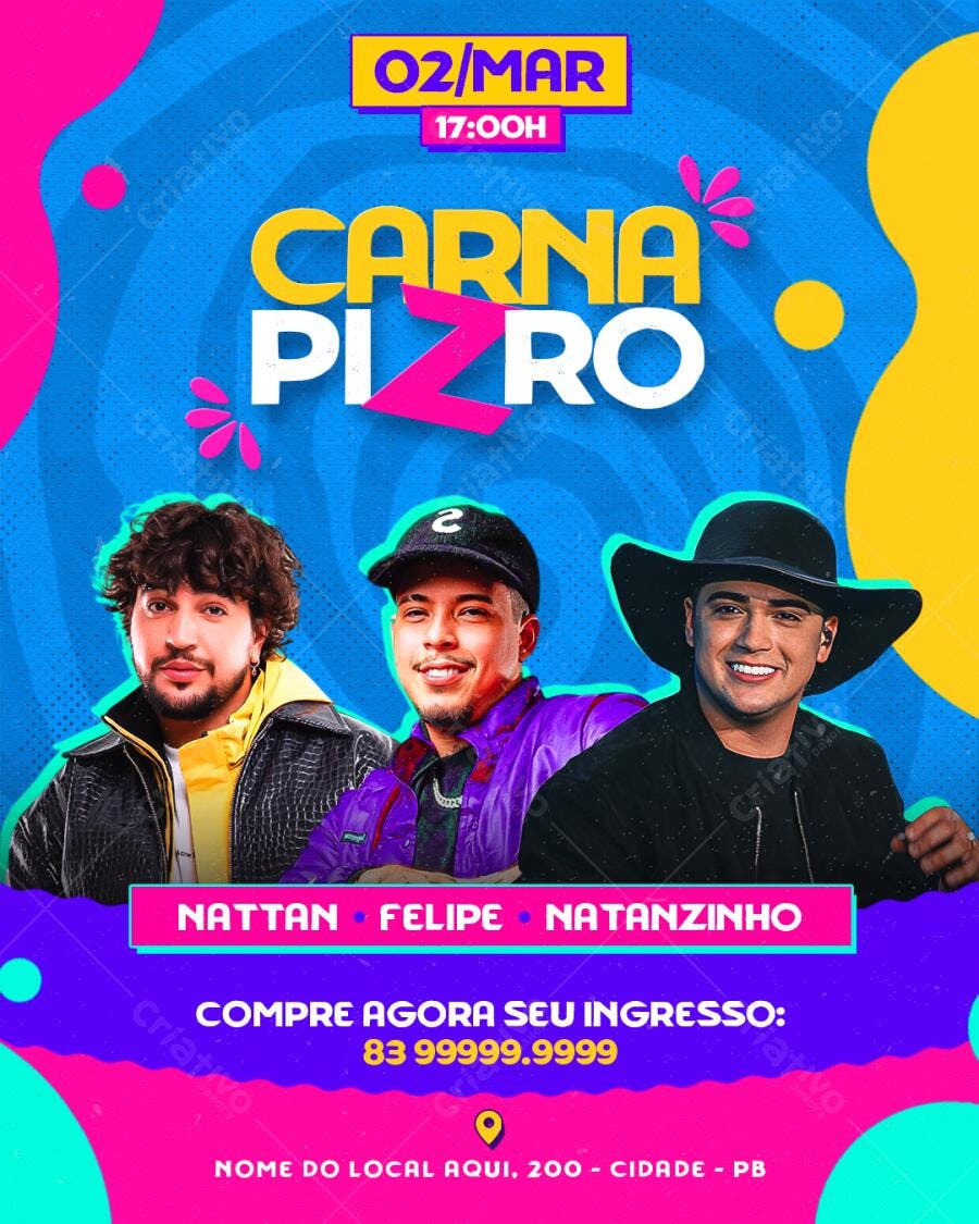 Flyer CarnaPiro 02 de Março PSD Editável