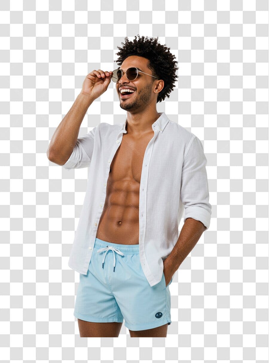 Banner Verão Homem Sorrindo PNG com fundo transparente