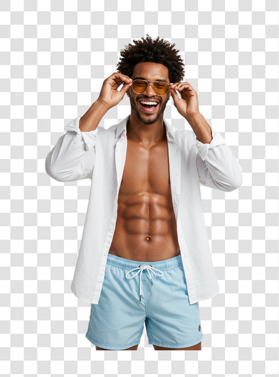 Banner Verão Homem com Óculos PNG com fundo transparente