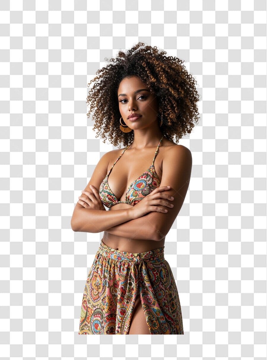 Banner Verão Mulher Negra PNG com fundo transparente
