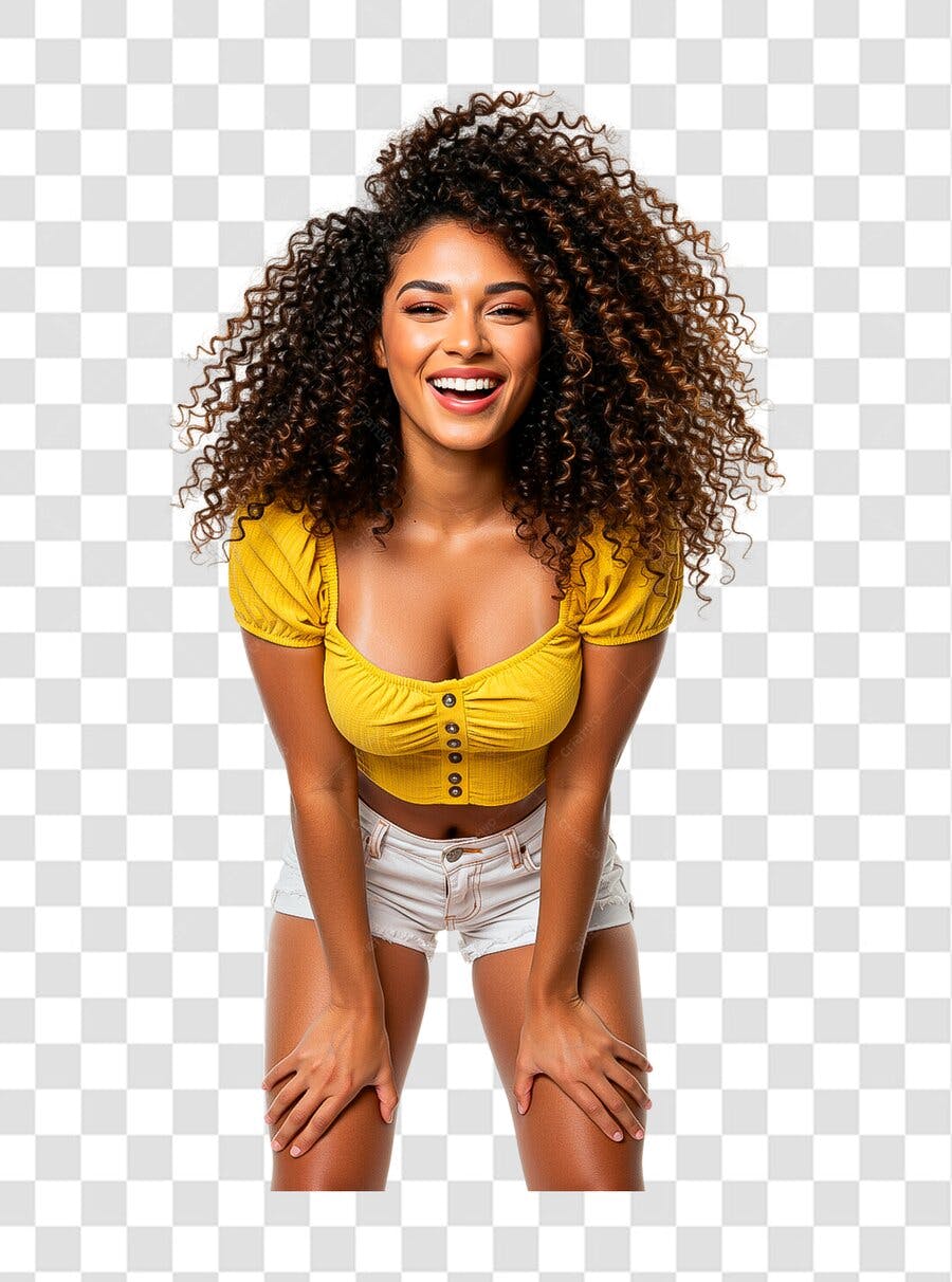Post Instagram mulher alegre PNG com fundo transparente