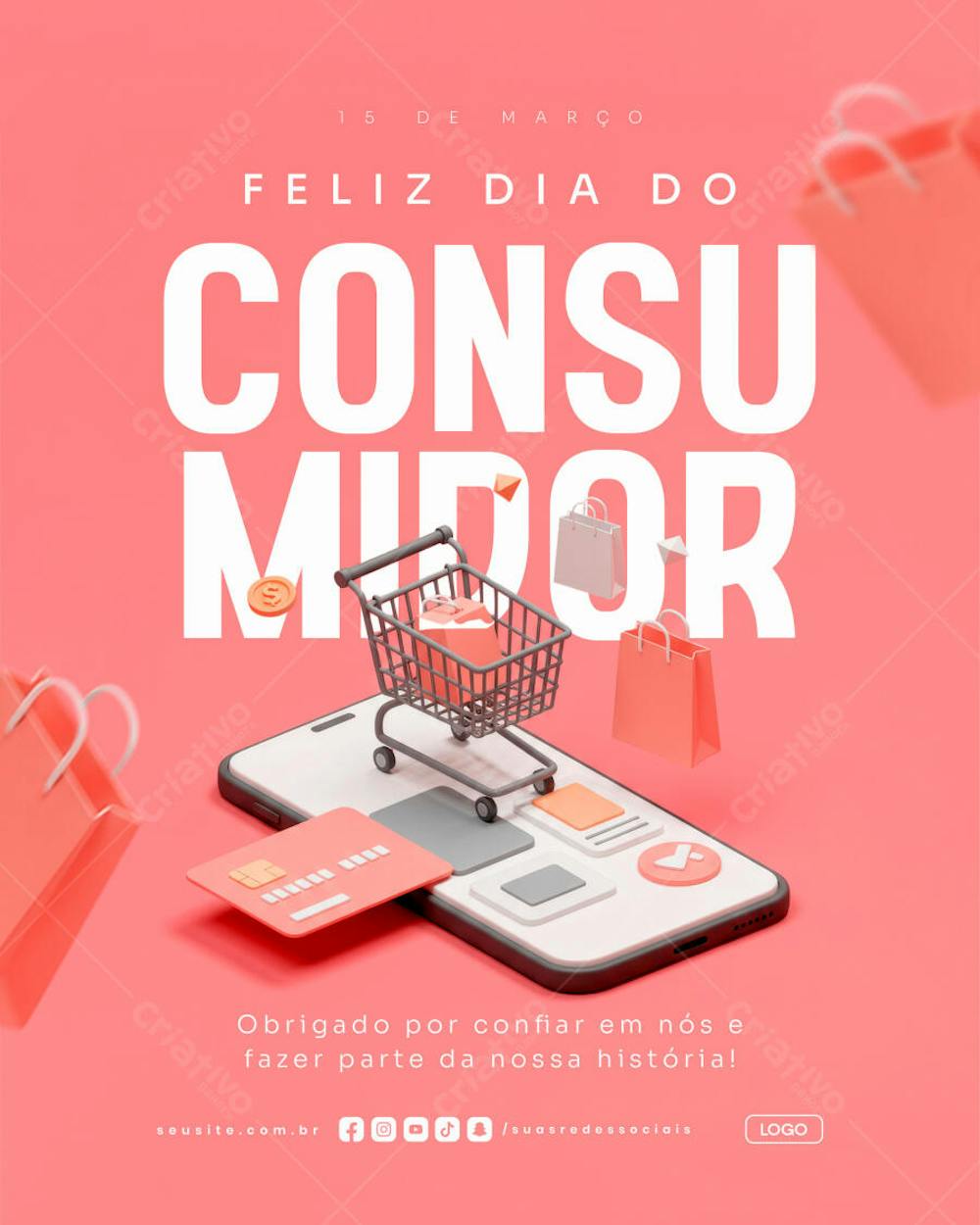 Dia do Consumidor 15 de Março social media post psd editável data comemorativa