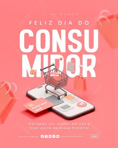 Dia do Consumidor 15 de Março social media post psd editável data comemorativa