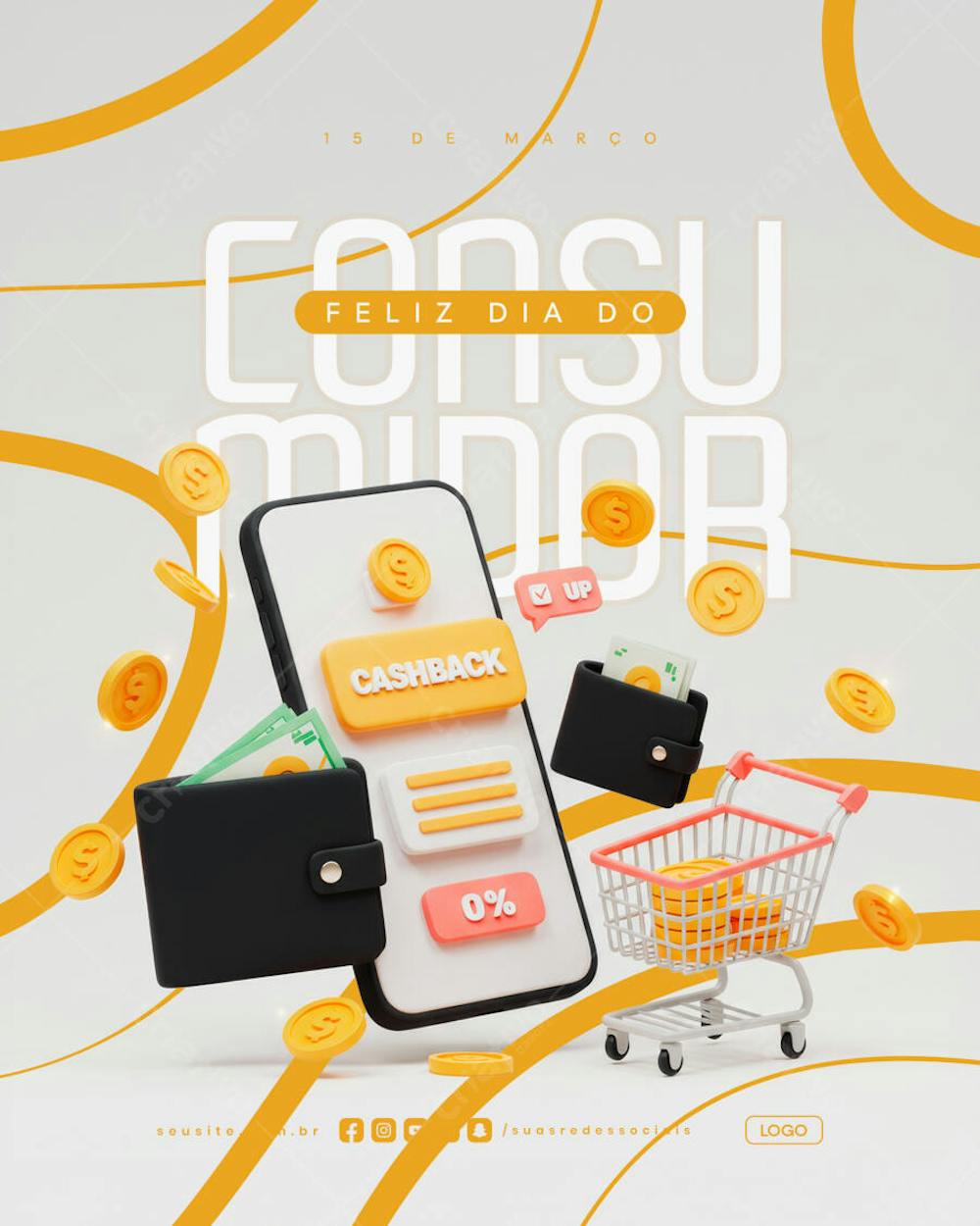 Dia do Consumidor 15 de Março social media post psd editável data comemorativa