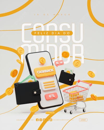 Dia do Consumidor 15 de Março social media post psd editável data comemorativa