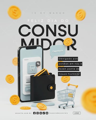 Dia do Consumidor 15 de Março social media post psd editável data comemorativa