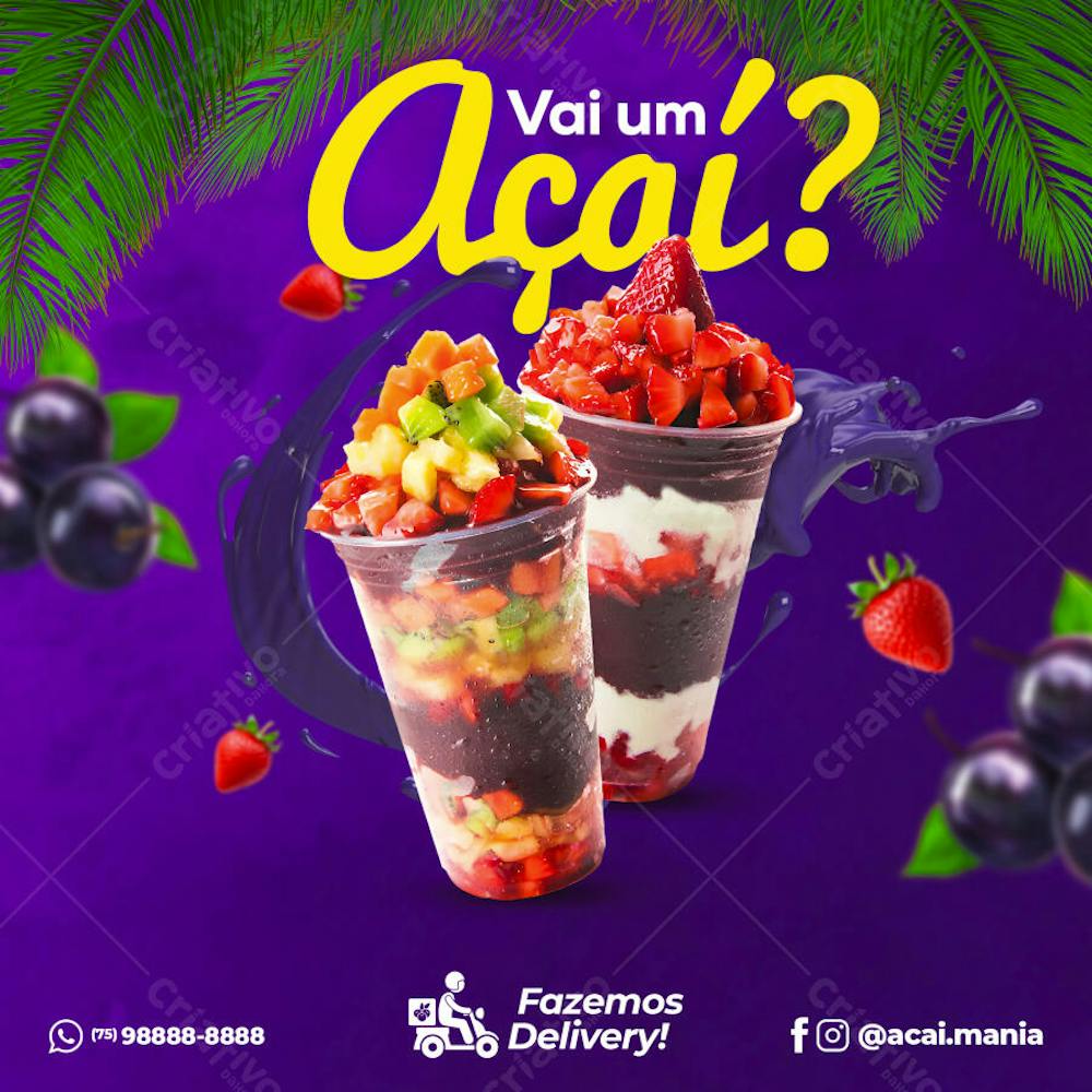 Arte Feed Post Açaiteria Social Media