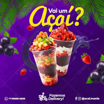 Arte Feed Post Açaiteria Social Media