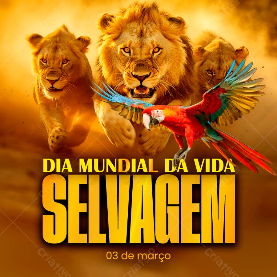 Flyer Dia Mundial da Vida Selvagem 03 de Março PSD Editável