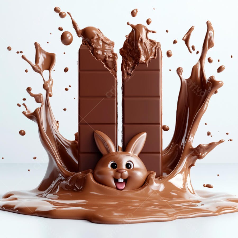 Coelho em chocolate derretido Páscoa