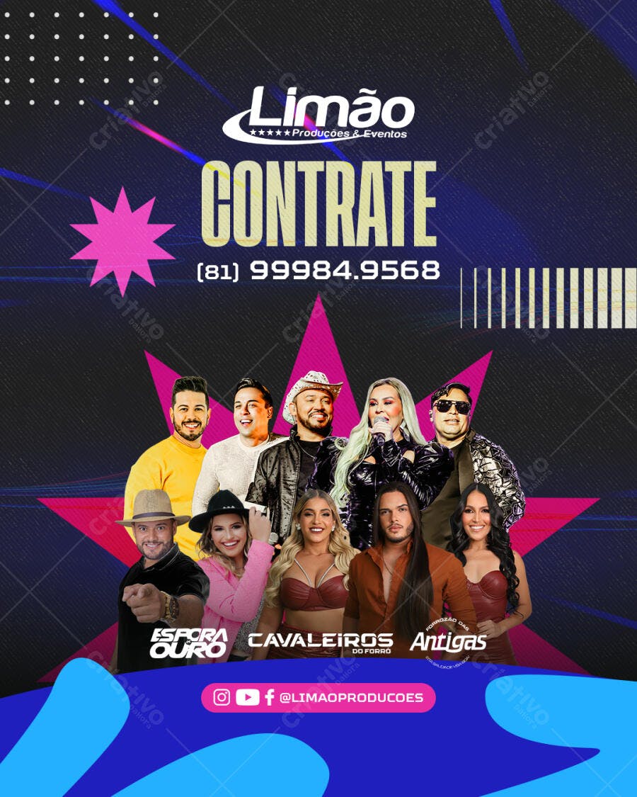Flyer Contratações Limão Produções PSD Editável