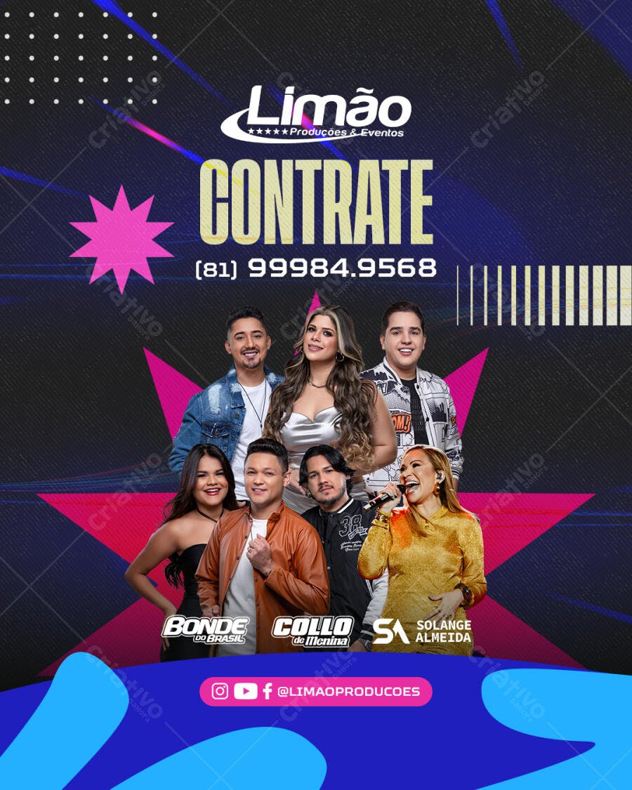 Flyer para Contratação de Banda PSD Editável
