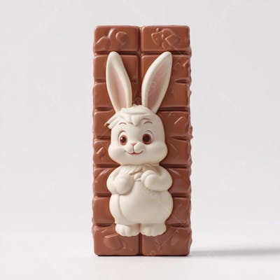Barra de chocolate com coelho branco 3d 