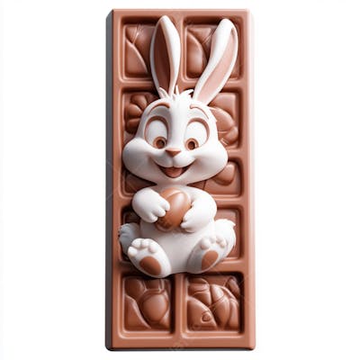 Barra de chocolate com coelho branco 3d 