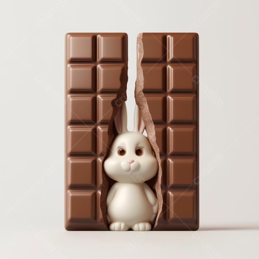 Coelhinho em barra de chocolate