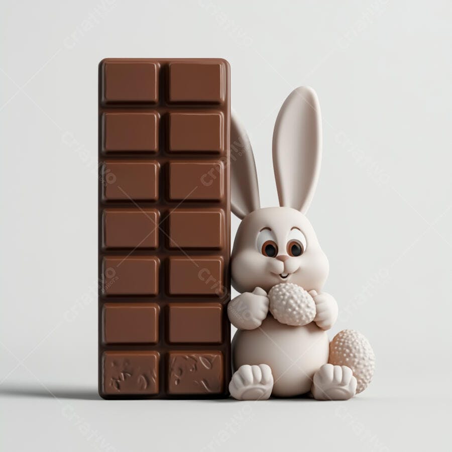 Coelho com chocolate e ovos de Páscoa