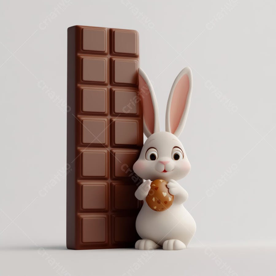 Coelho com chocolate e biscoito
