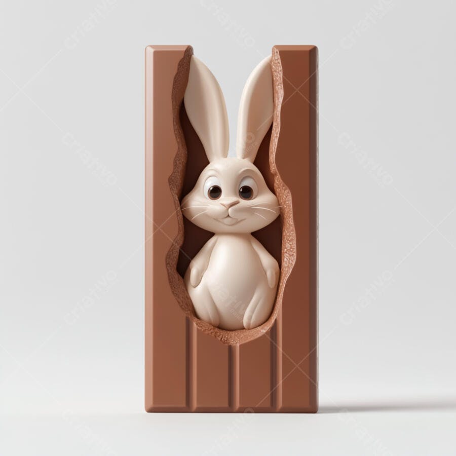 Coelhinho em barra de chocolate