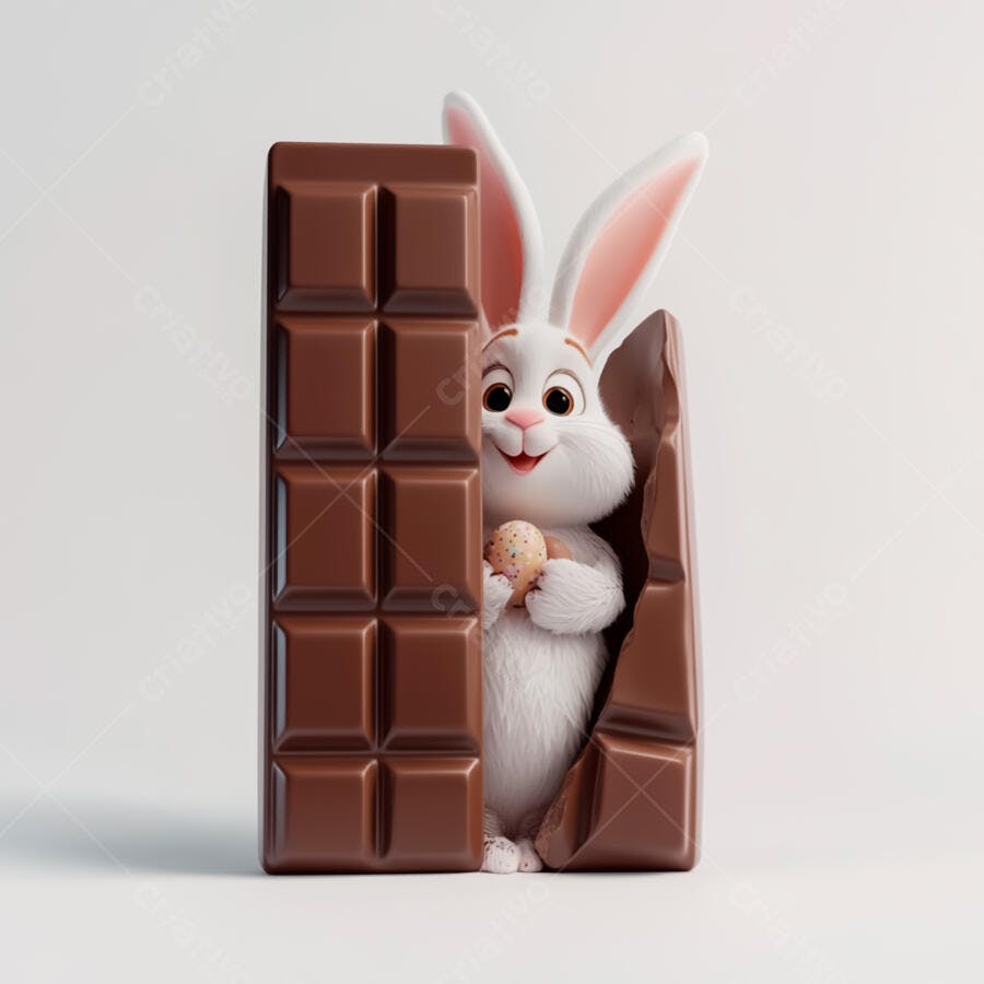 Coelho na barra de chocolate Páscoa