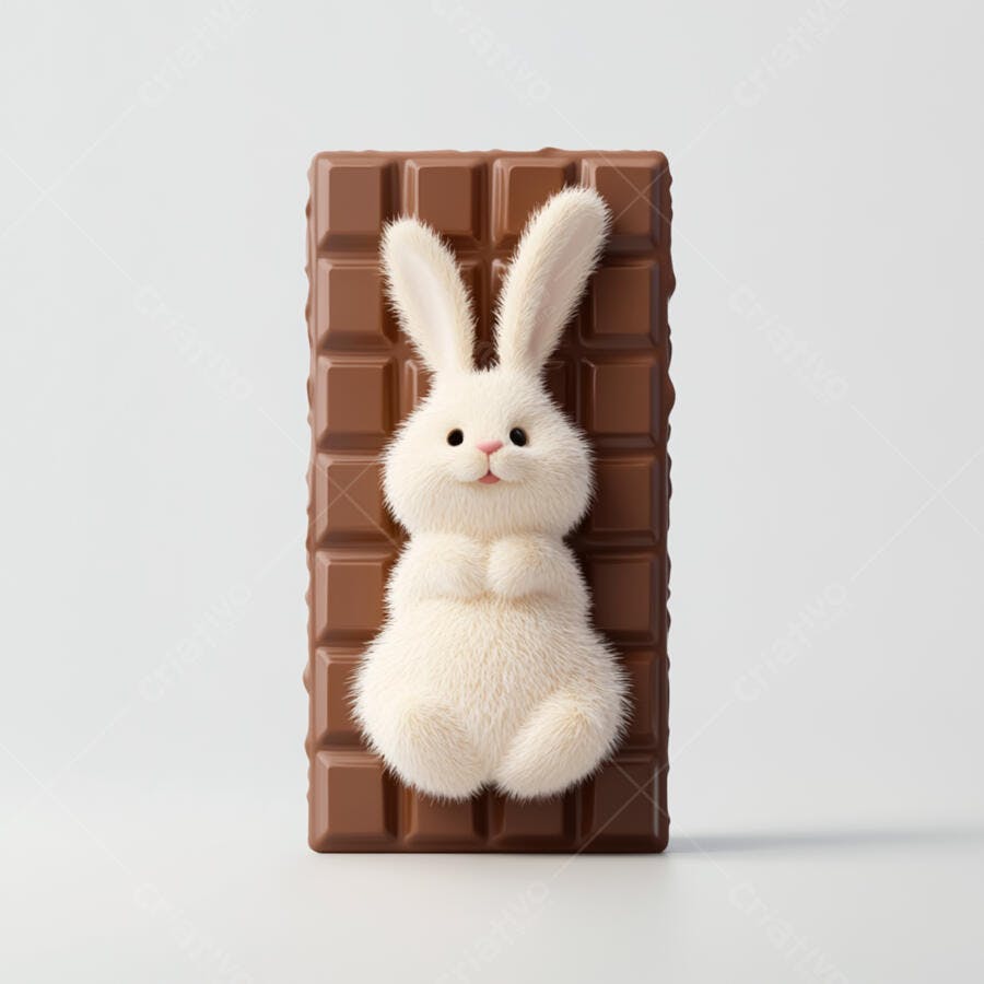Coelhinho fofo em barra de chocolate