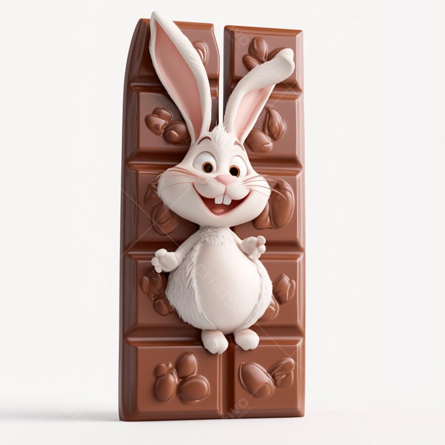 Coelhinho em barra de chocolate