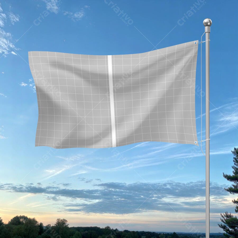 Mockup de Bandeira Cinza em Céu Azul