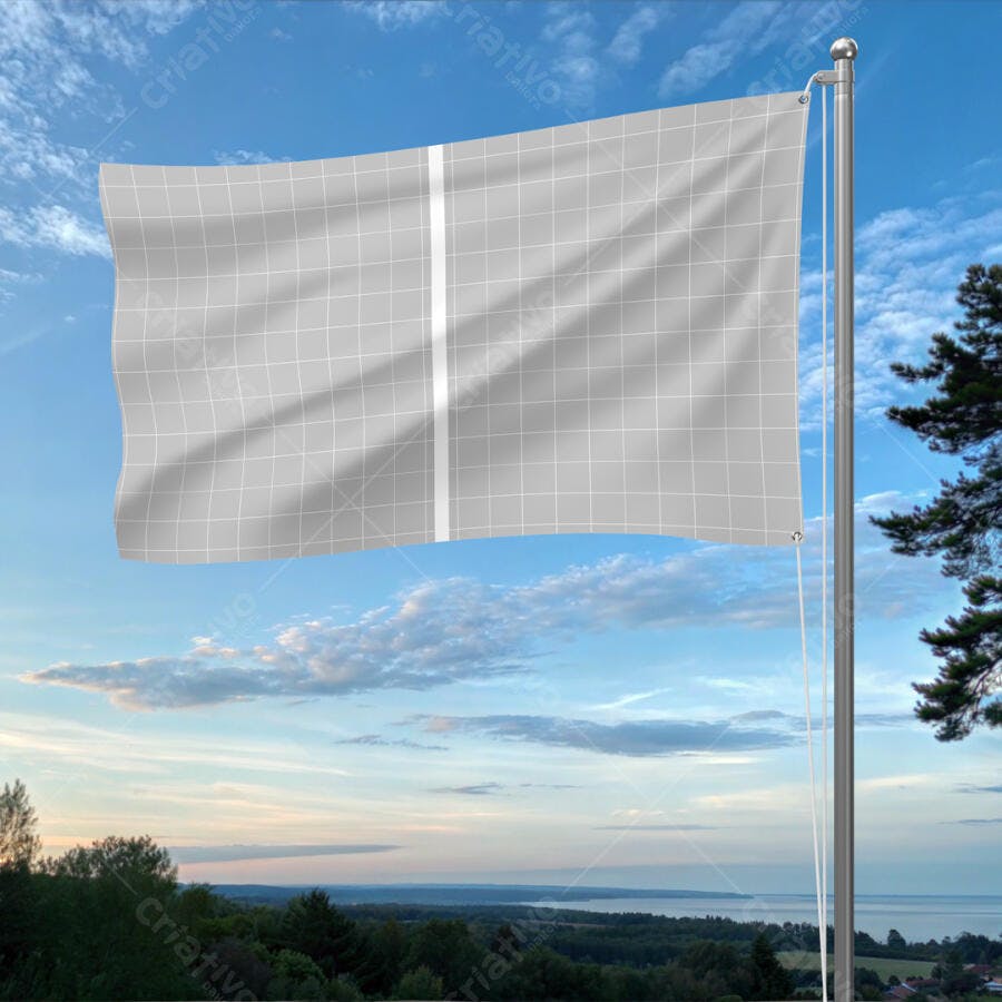 Mockup de Bandeira Cinza em Paisagem Natural