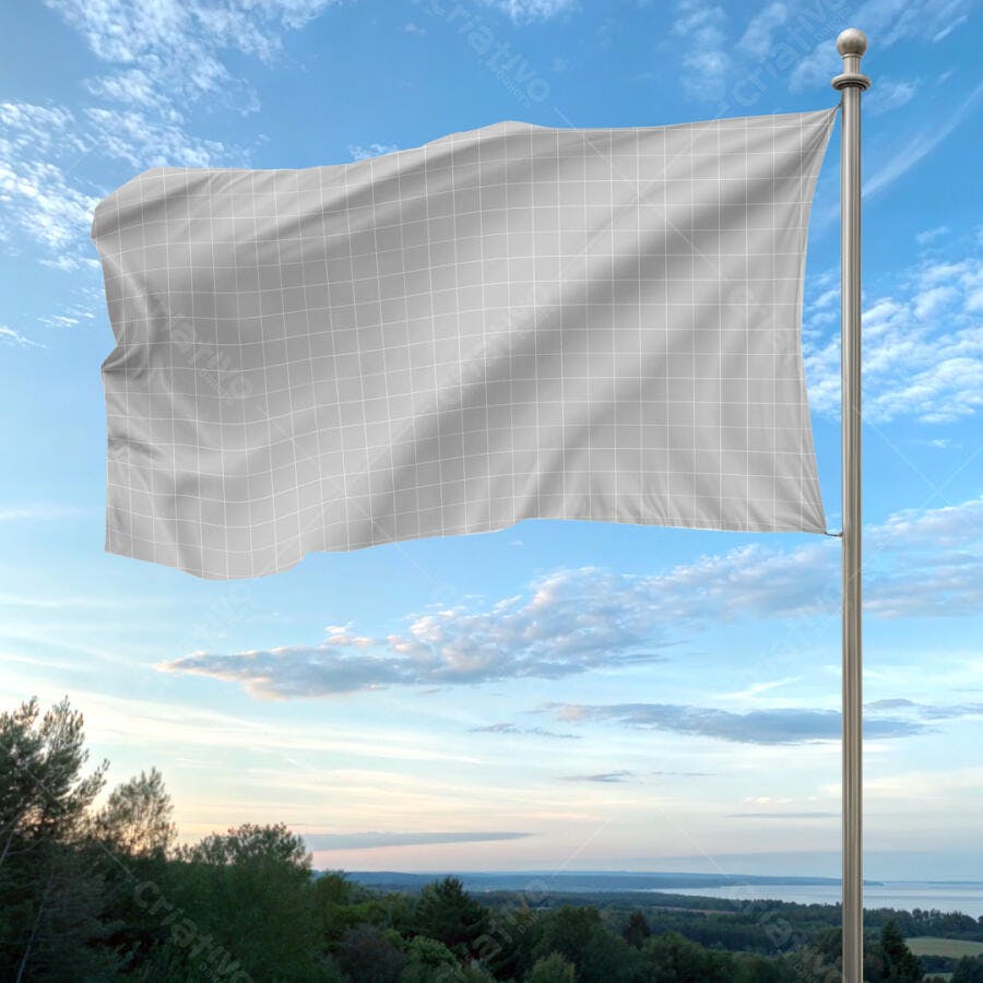 Mockup de Bandeira Realista ao Ar Livre