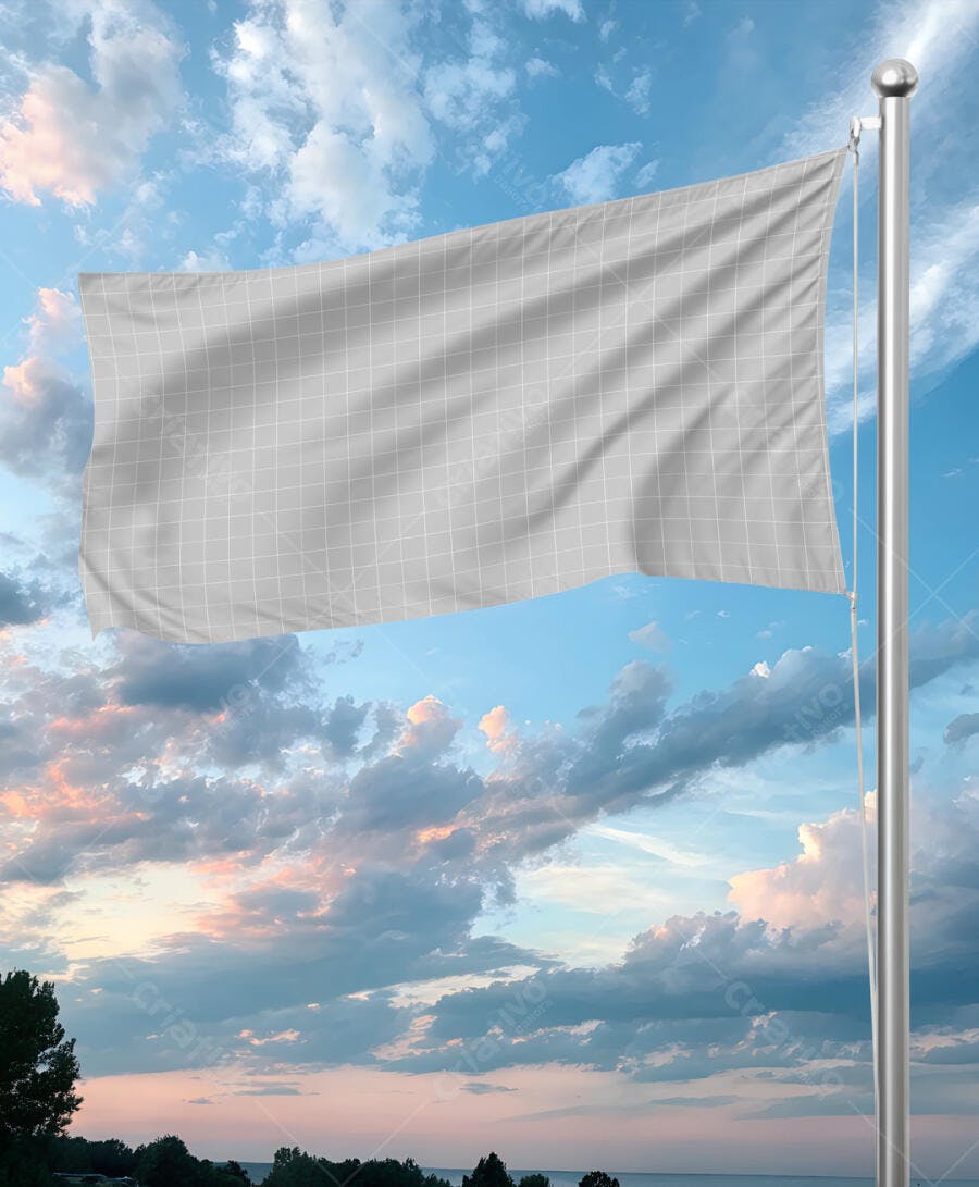 Mockup de Bandeira Cinza em Céu Pastel