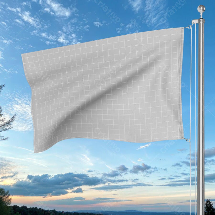 Mockup de Bandeira Ondulando ao Ar Livre