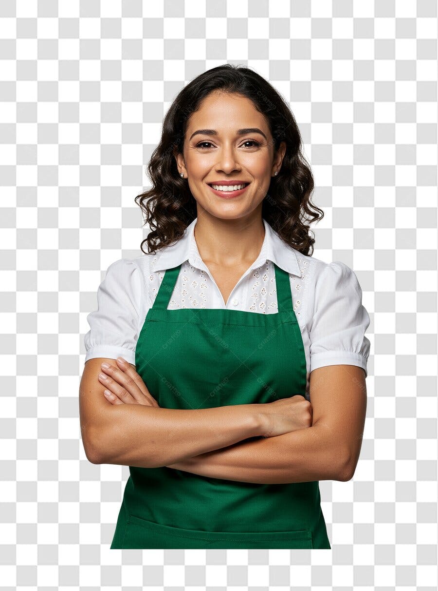Imagem PNG com fundo transparente Mulher com avental verde