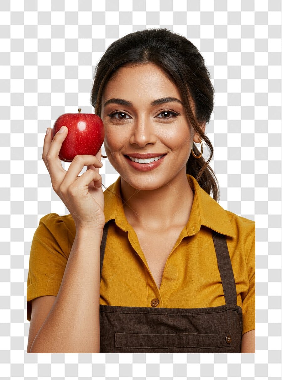 Imagem PNG Mulher com Maçã Fundo Transparente