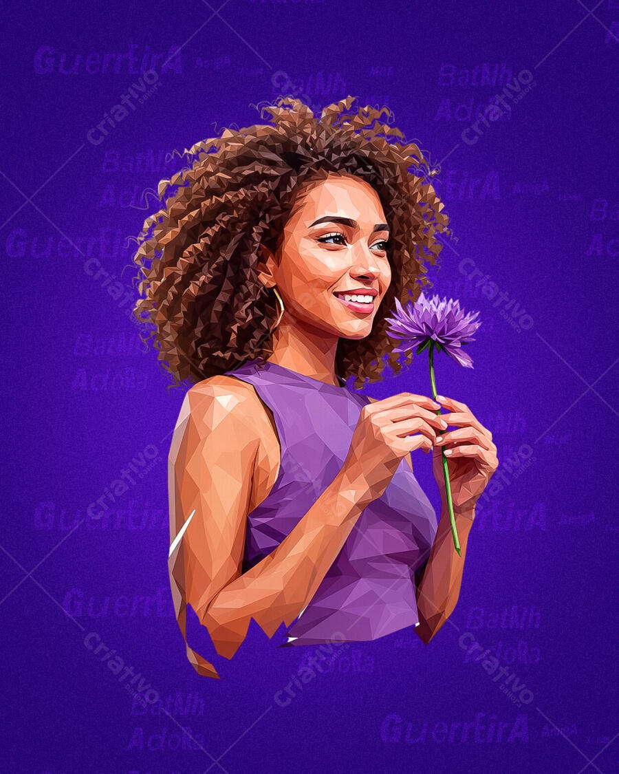 Retrato Feminino em Estilo Low Poly PSD Editável
