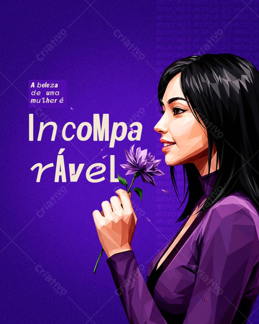 Arte Digital Feminina para Dia Internacional da Mulher PSD Editável