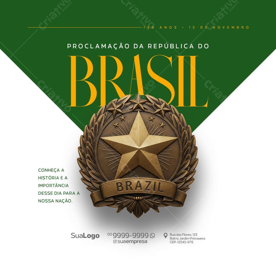Flyer 15 de Novembro - Proclamação da República PSD Editável