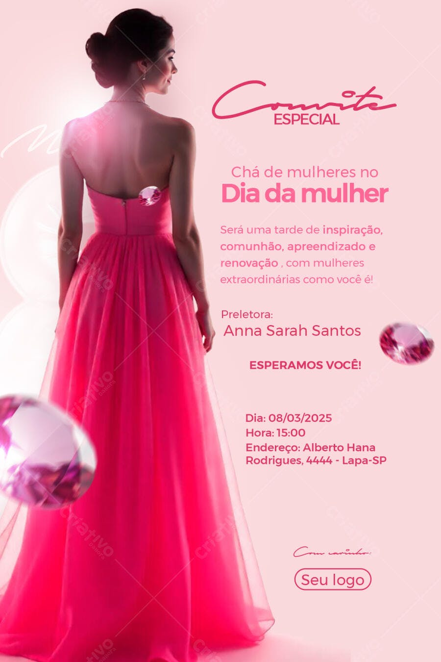Flyer Chá de Mulheres Dia da Mulher PSD Editável