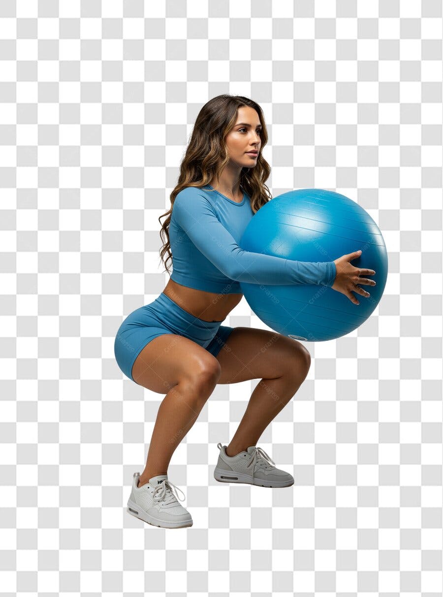 Post Instagram Fitness Mulher com Bola PNG com fundo transparente