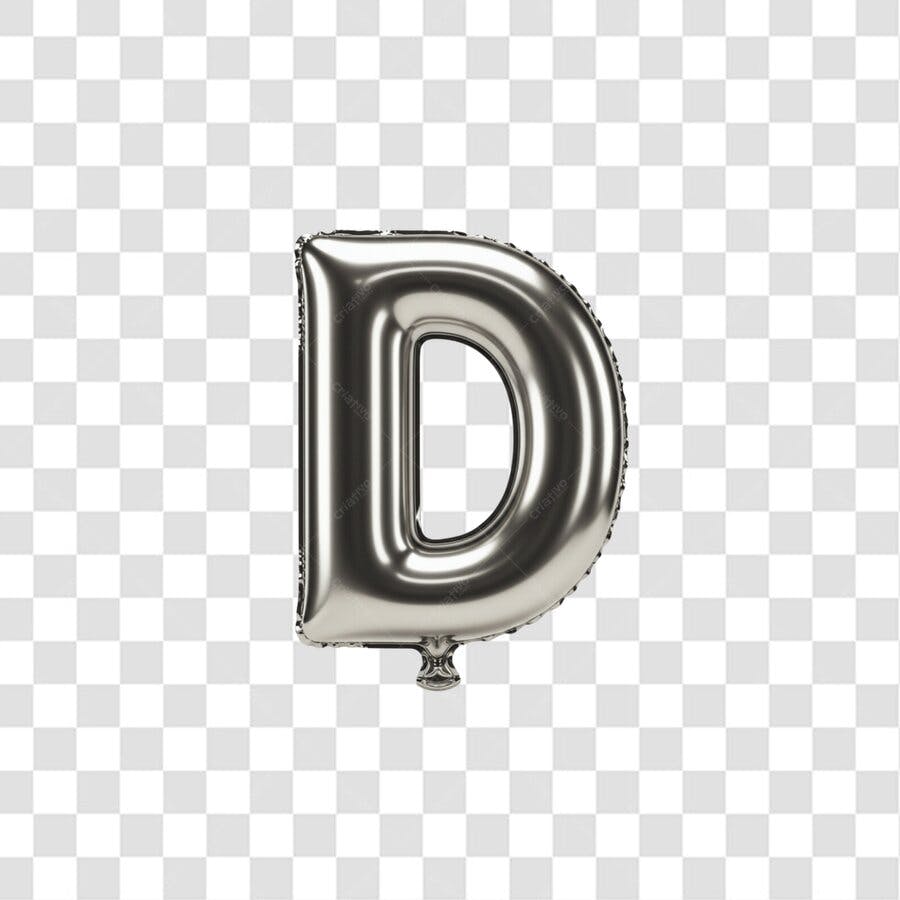 Logo Balão Letra D Prata PNG com fundo transparente
