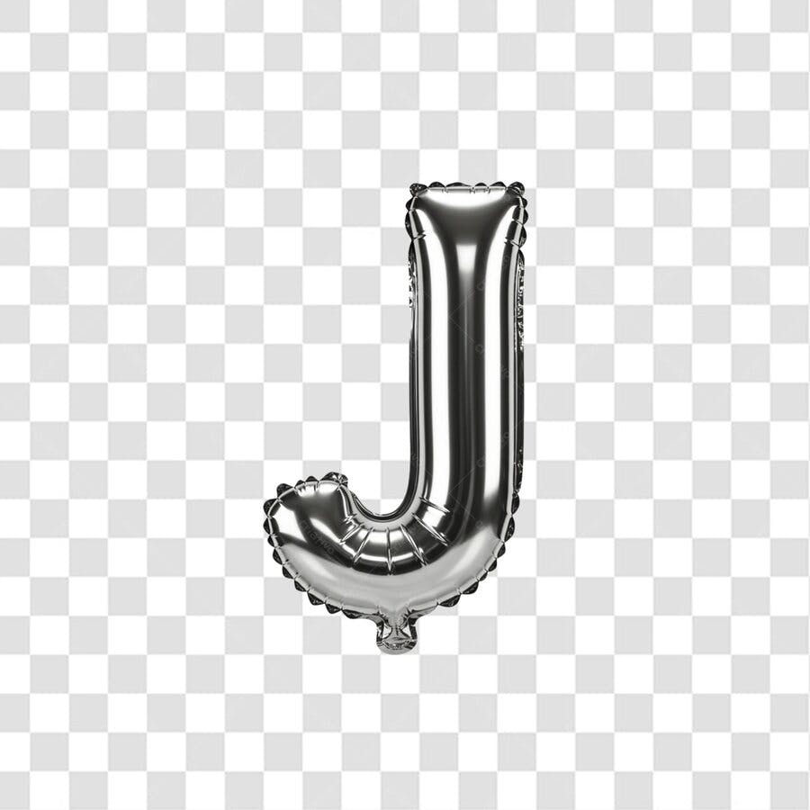Balão Letra J Prata PNG com fundo transparente