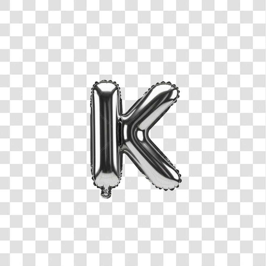 Balão Letra K Prata PNG com fundo transparente