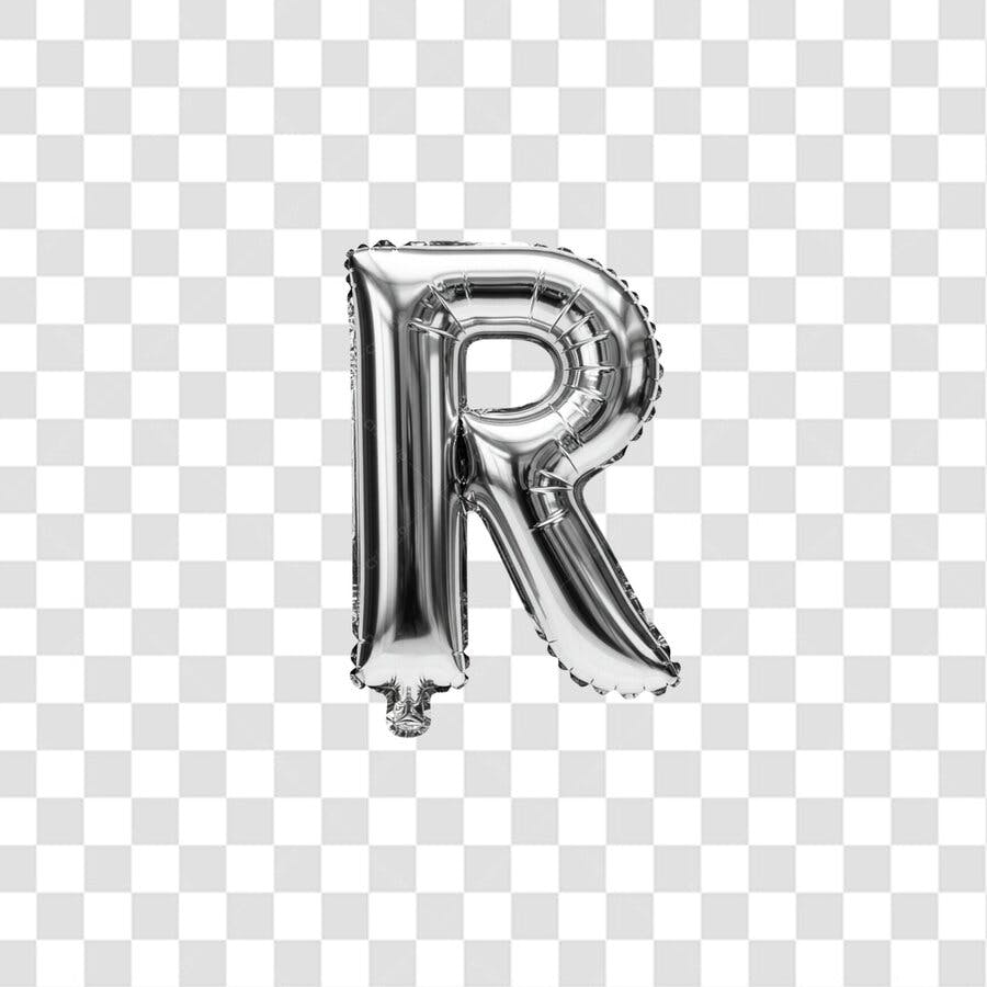 Balão Letra R Prata PNG com fundo transparente