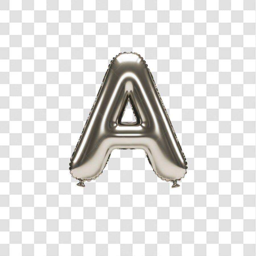 Balão Letra A Prata PNG com fundo transparente
