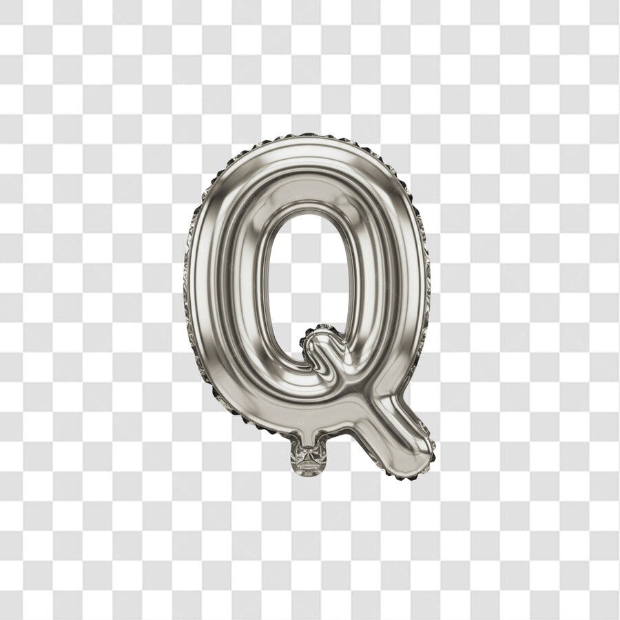 Balão Letra Q Prata PNG com fundo transparente