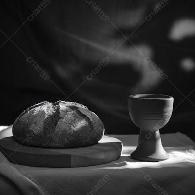 Pão e calice imagem preto e branco