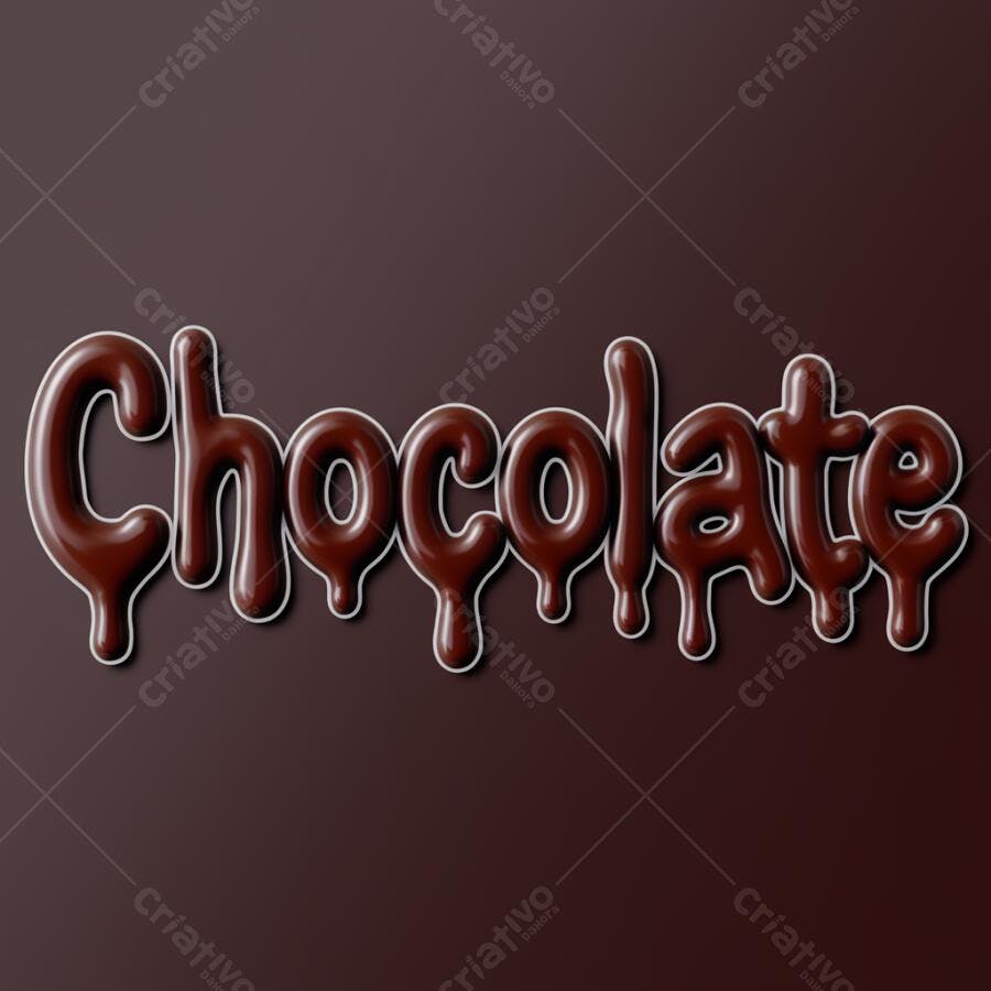 Palavra Chocolate em calda derretida