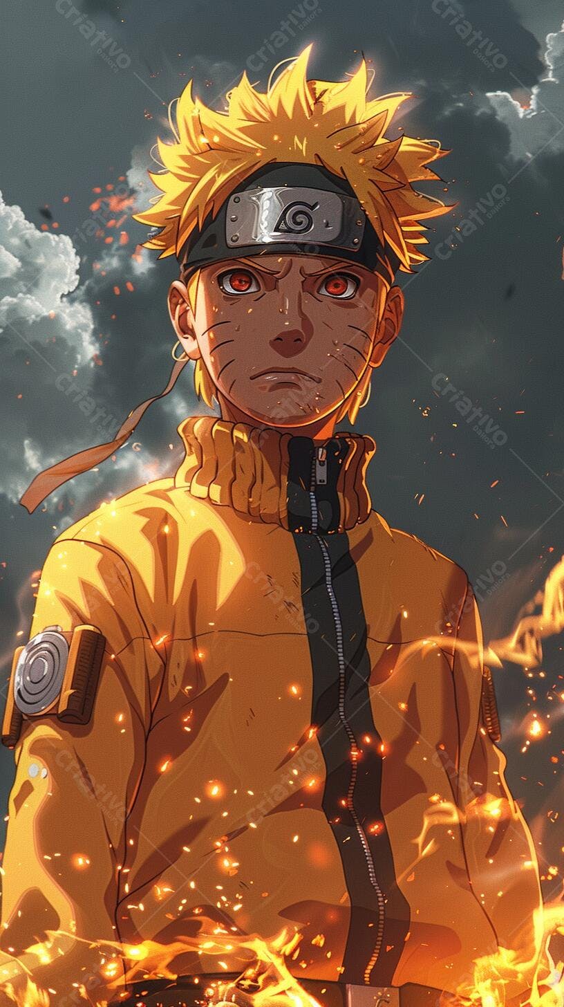 Naruto Uzumaki Arte Anime Fogo